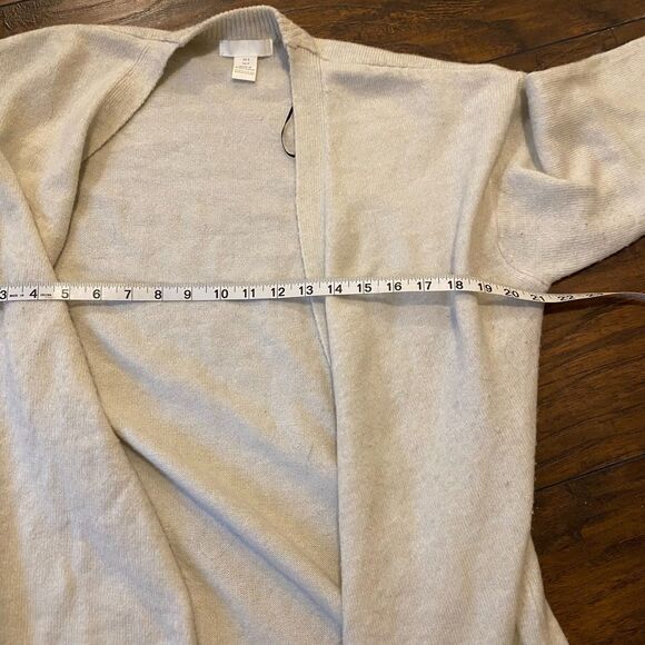 H&M size Small Neutral Oversized Lagenlook Cream Open Front Long Line Cardigan - Picture 8 of 9